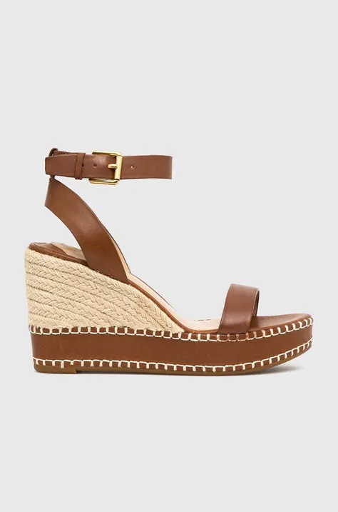 Kožené sandále Lauren Ralph Lauren 802884124002 dámske, hnedá farba, na kline
