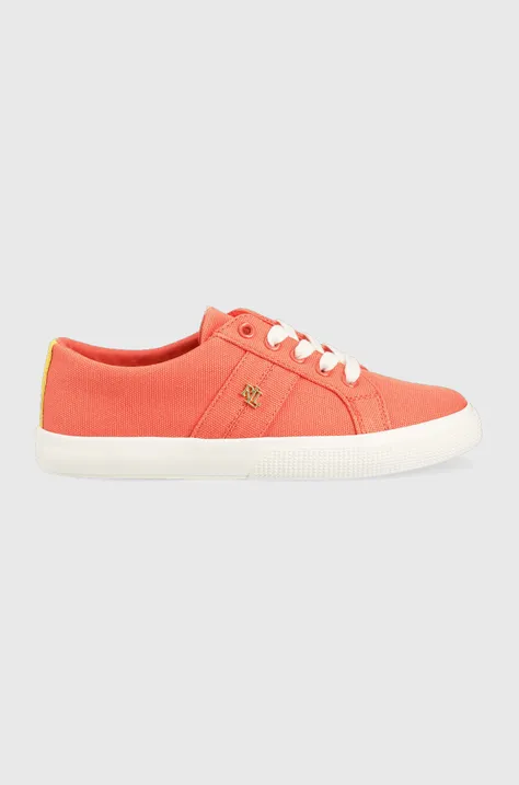 Πάνινα παπούτσια Lauren Ralph Lauren Janson Ii χρώμα: πορτοκαλί