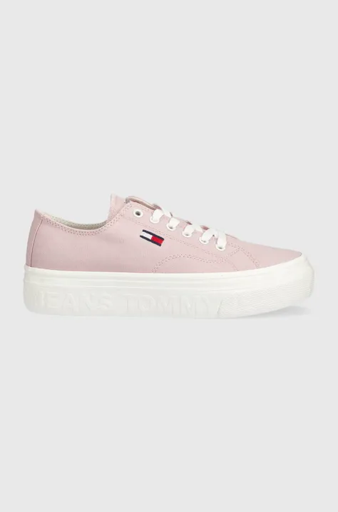 Tommy Jeans tenisówki FLATFORM damskie kolor różowy EN0EN02173
