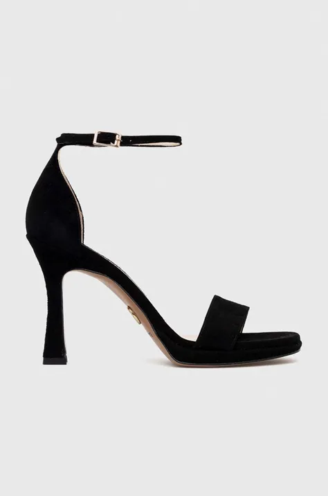 Semišové sandále Baldowski čierna farba
