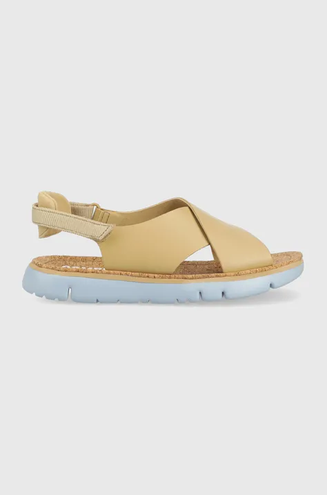 Camper sandały skórzane Oruga Sandal damskie kolor beżowy K200157.048