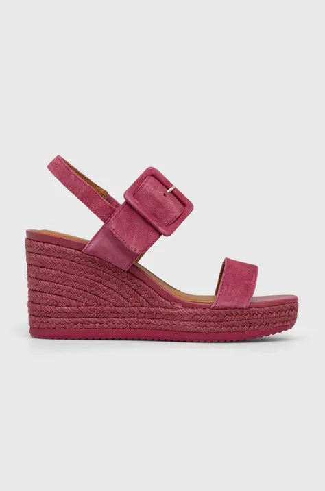 Geox sandały zamszowe D PONZA damskie kolor różowy na koturnie D35GVB 00021 C8335