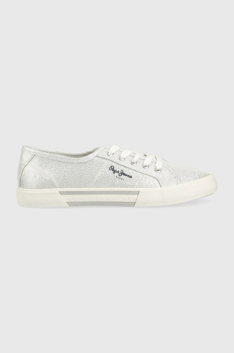 Pepe Jeans tenisi BRADY femei, culoarea argintiu, PLS31439