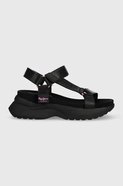 Pepe Jeans sandały VENUS damskie kolor czarny na platformie PLS90571