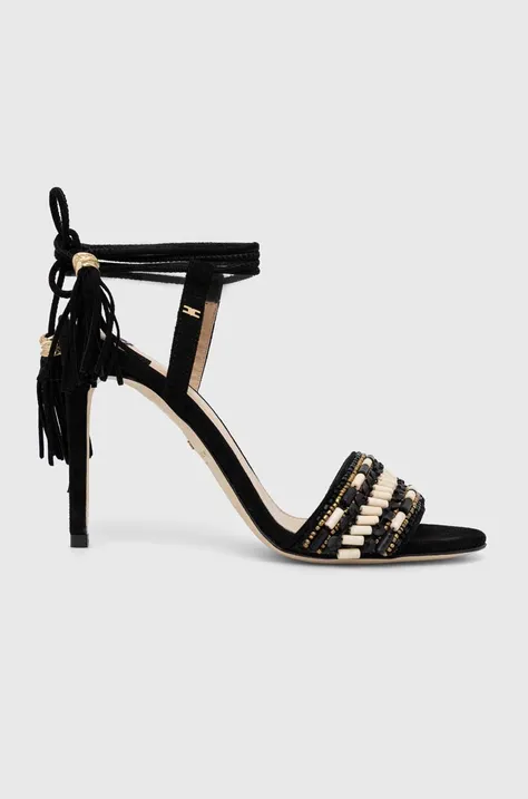 Semišové sandály Elisabetta Franchi černá barva, SA78B32E2