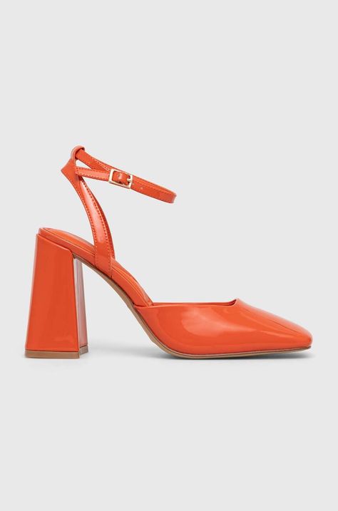 Обувки с дебел ток Aldo Ingenue в оранжево с висок ток с отворена пета
