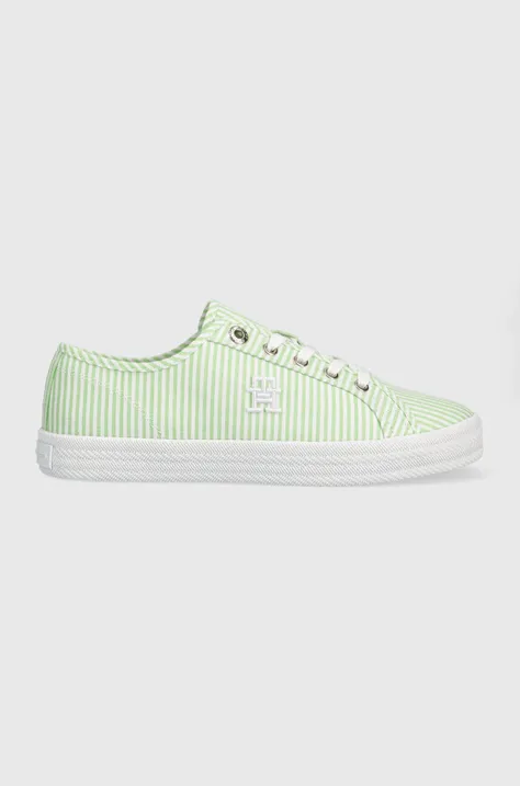 Πάνινα παπούτσια Tommy Hilfiger ESSENTIAL SNEAKER IN SEERSUCKER χρώμα: πράσινο, FW0FW06958