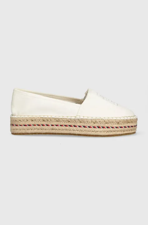 Espadrilky Tommy Hilfiger TH EMBROIDERED FLATFORM béžová farba, na platforme, FW0FW07014