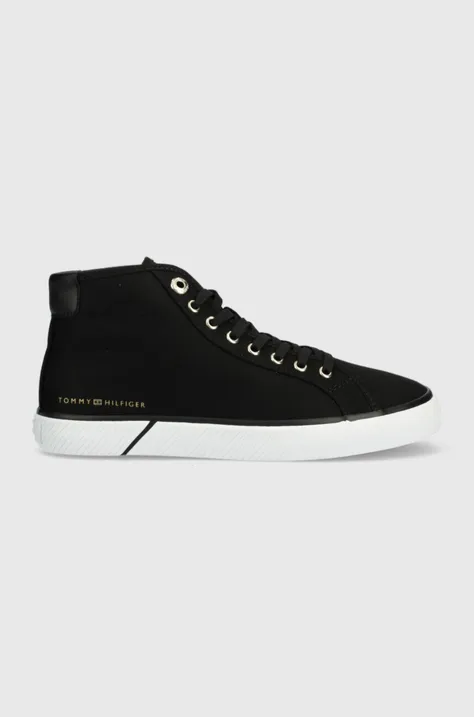 Πάνινα παπούτσια Tommy Hilfiger ESSENTIAL HIGHCUT SNEAKER BL χρώμα: μαύρο, FW0FW07247