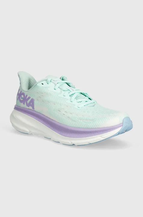 Hoka One One running shoes Clifton 9 turquoise color