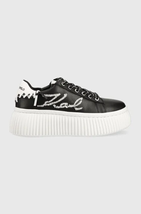 Kožené sneakers boty Karl Lagerfeld KREEPER LO černá barva, KL42372