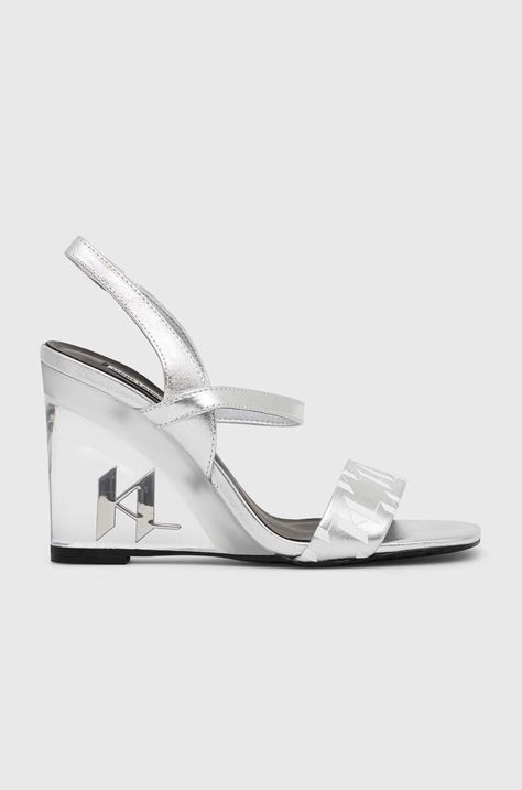 Kožené sandály Karl Lagerfeld ICE WEDGE