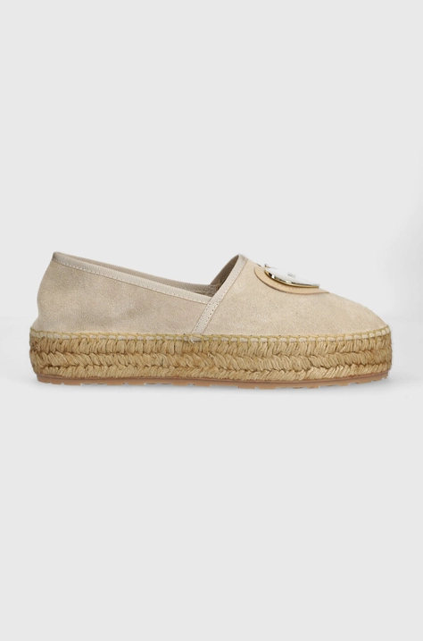 Love Moschino espadryle kolor beżowy na platformie JA10443G0GIG0104