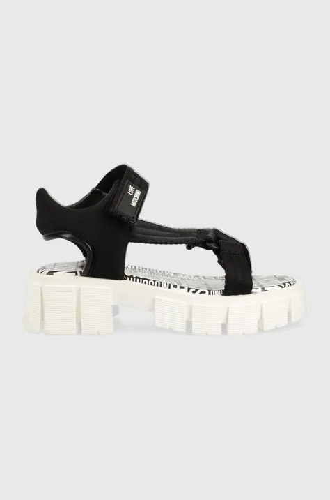 Sandale Love Moschino za žene, boja: crna, s platformom, JA16216G0GIX300A