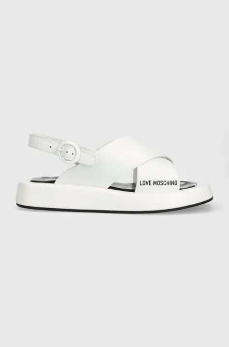 Love Moschino sandały skórzane damskie kolor biały JA16263G0GIE110A