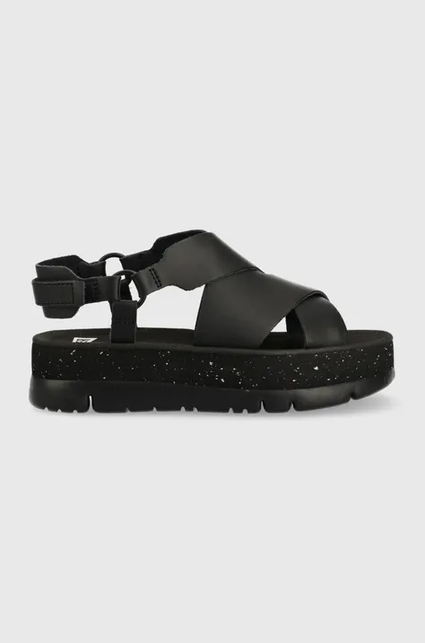 Camper sandały skórzane Oruga Up damskie kolor czarny na platformie K201399.001