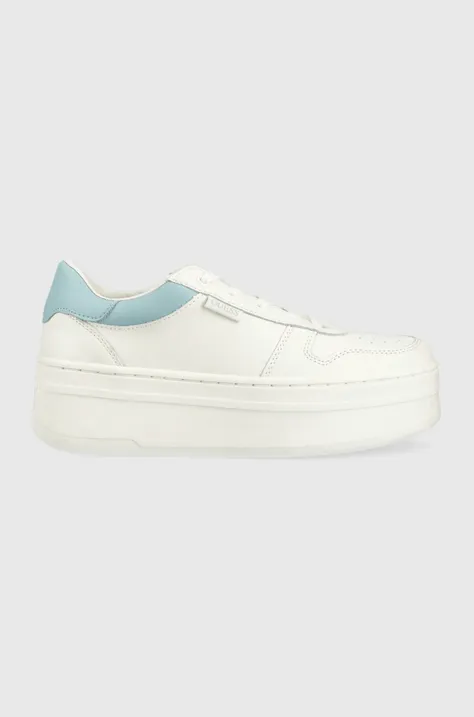 Δερμάτινα αθλητικά παπούτσια Guess LIFET χρώμα: άσπρο, FL6LIF LEA12