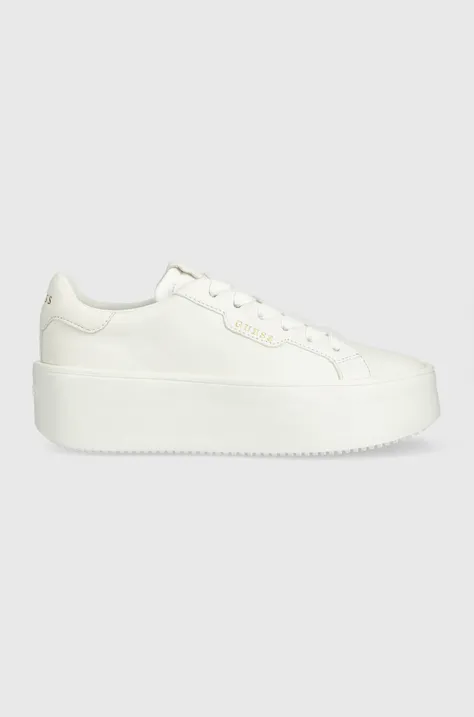 Δερμάτινα αθλητικά παπούτσια Guess MARILYN χρώμα: άσπρο, FL6MRI LEA12