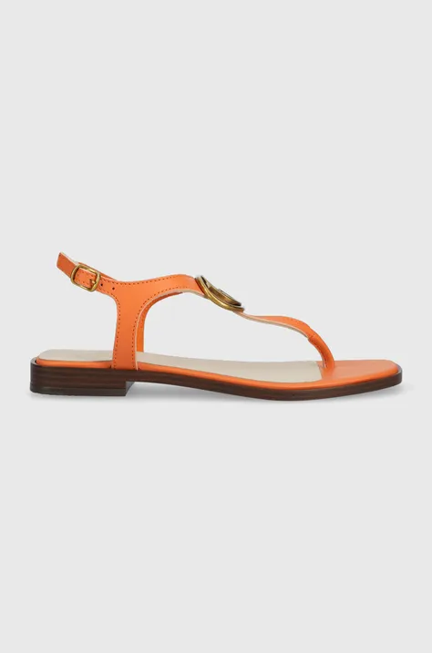 Guess sandale de piele MIRY femei, culoarea portocaliu, cu platforma, FL6MRY LEA21