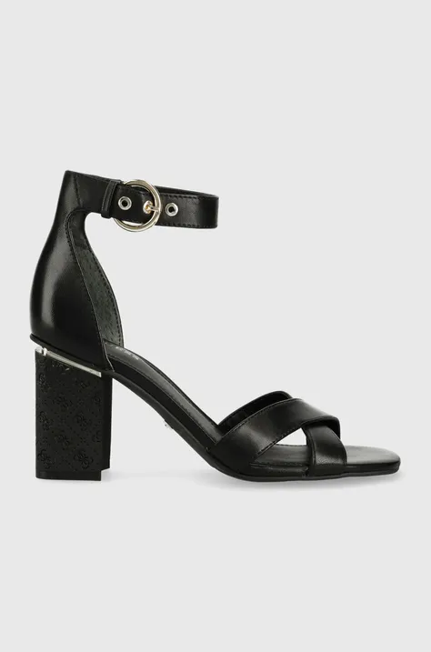 Usnjeni sandali Guess YANCY črna barva, FL6YAN LEA03