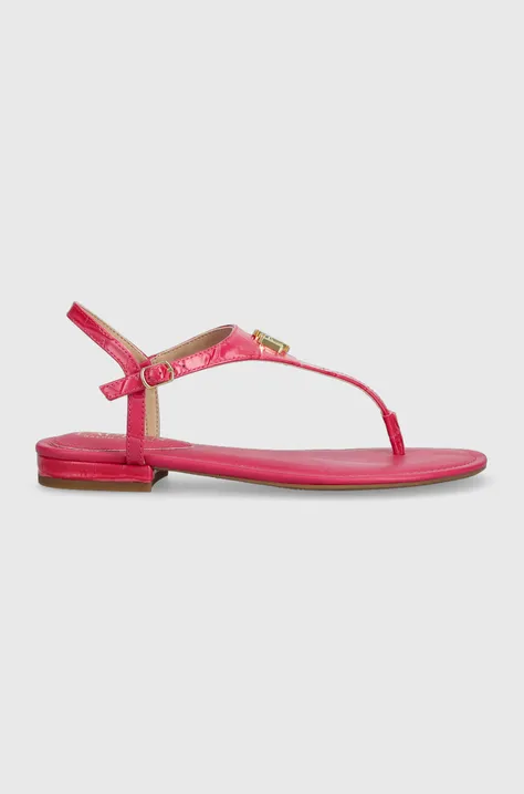 Kožené sandále Lauren Ralph Lauren Ellington dámske, ružová farba, 802874355010