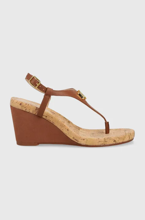 Sandále Lauren Ralph Lauren Jeannie dámske, hnedá farba, na kline