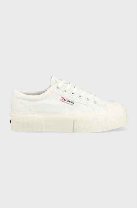 Πάνινα παπούτσια Superga 2631 STRIPE PLATFORM χρώμα: άσπρο, S5111SW