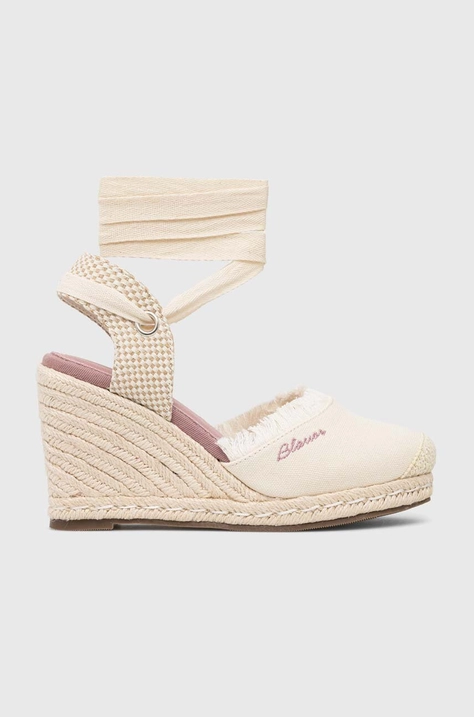 Espadrilky Blauer Wells béžová barva, na klínku, S3WELLS01