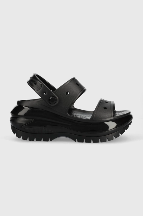 Чехли Crocs Classic Mega Crush Sandal в черно с платформа 207989