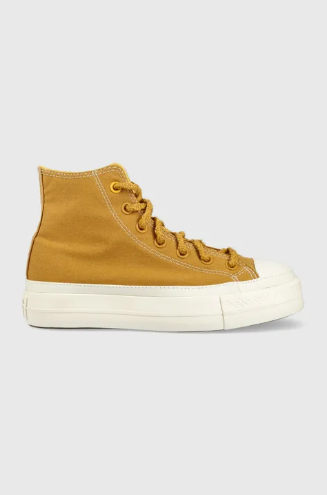 Πάνινα παπούτσια Converse Chuck Taylor All Star Lift HI χρώμα: κίτρινο, A04363C