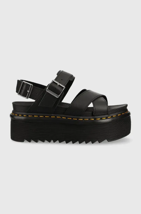 Шкіряні сандалі Dr. Martens Voss II Quad жіночі колір чорний на платформі DM30717001 DM30717001-Black