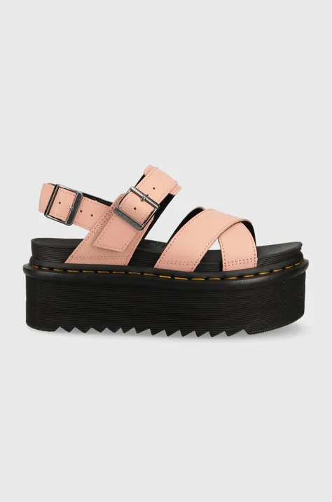 Kožne sandale Dr. Martens Voss II Quad za žene, boja: ružičasta, s platformom, DM30717329-Peach.Bei