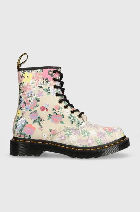 Kožené workery Dr. Martens 1460 dámské, béžová barva, na plochém podpatku, DM30791292, DM30791292-Parchment