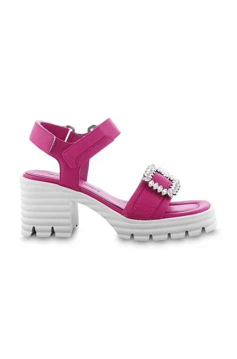 Шкіряні сандалі Kennel & Schmenger Fire жіночі колір рожевий каблук блок 91-53520