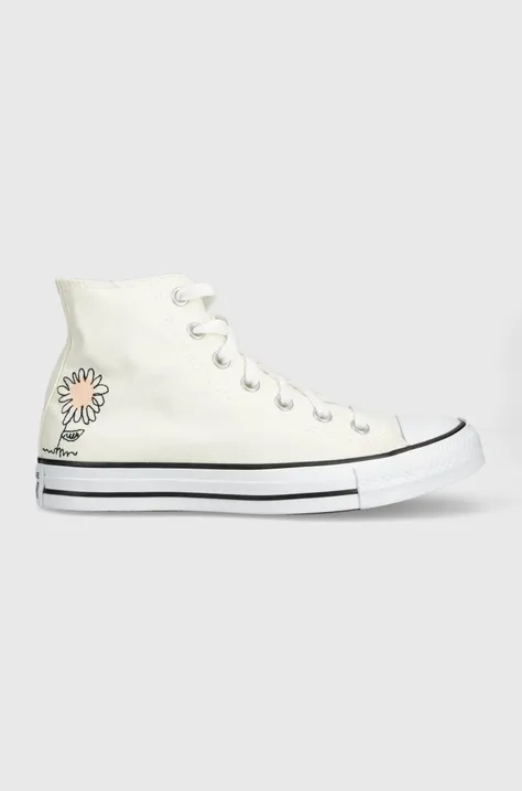 Πάνινα παπούτσια Converse Chuck Taylor All Star HI χρώμα: μπεζ, A05131C