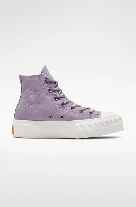 Πάνινα παπούτσια Converse Chuck Taylor All Star Lift HI χρώμα: μοβ, A05014C