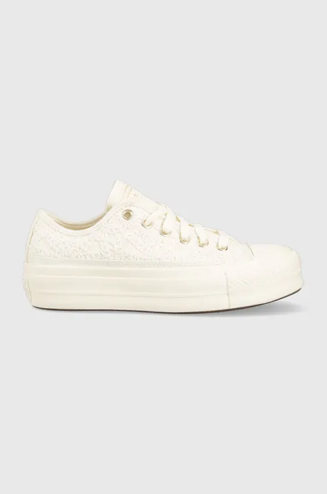 Πάνινα παπούτσια Converse Chuck Taylor All Star Lift OX χρώμα: άσπρο, A05007C