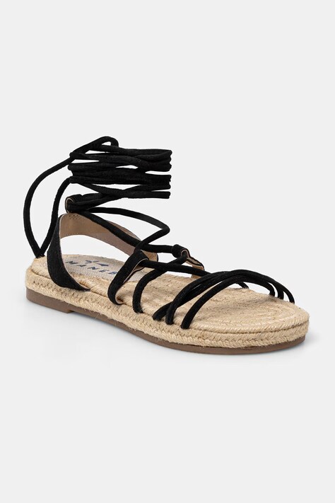 Manebi sandały zamszowe Jute Sandals damskie kolor czarny P 0.0 Y0