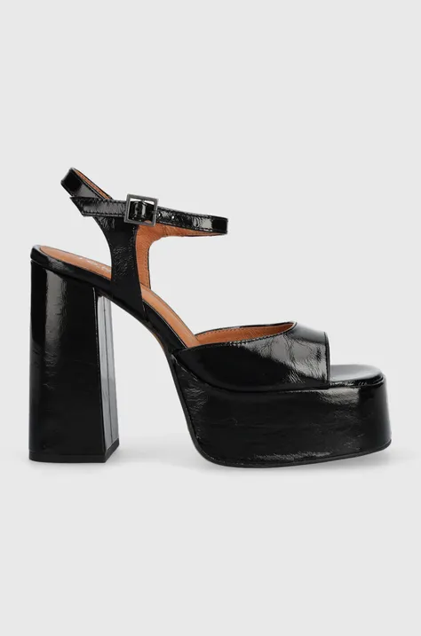 Kožené sandále Jonak BASILE CUIR BRILLANT čierna farba, 3400110