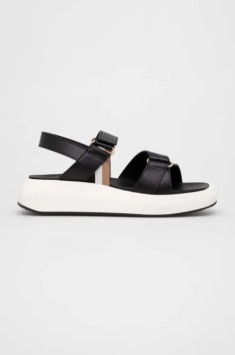 Sandále BOSS Jess Sandal-FL dámske, čierna farba, na platforme, 50493086