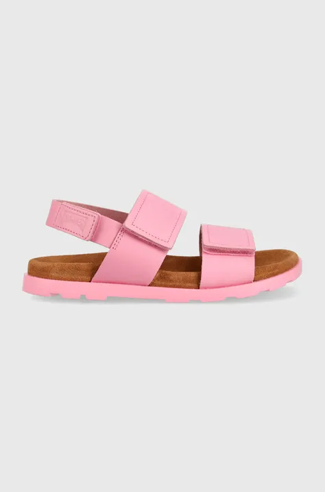 Дитячі шкіряні сандалі Camper колір рожевий