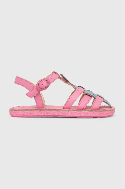 Otroški usnjeni sandali Camper roza barva