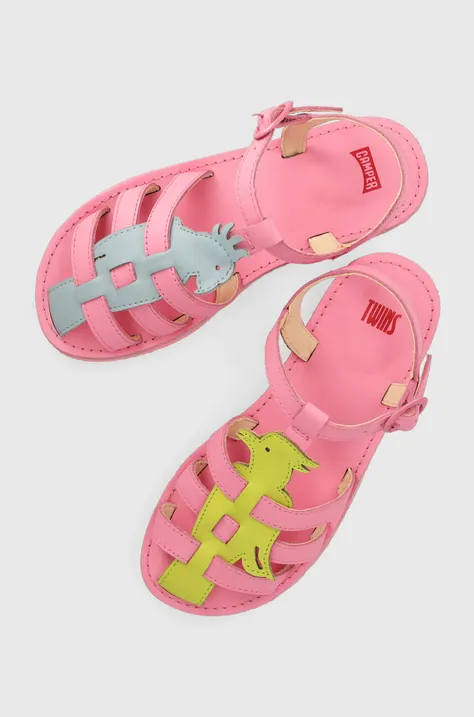 Детские кожаные сандалии Camper цвет розовый