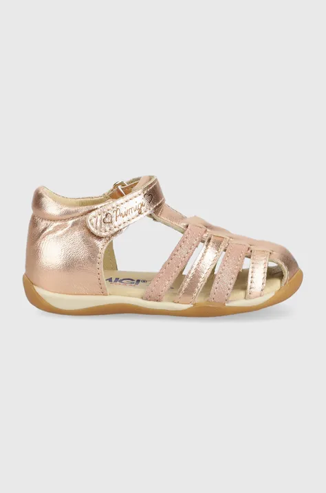Primigi sandale din piele pentru copii culoarea auriu