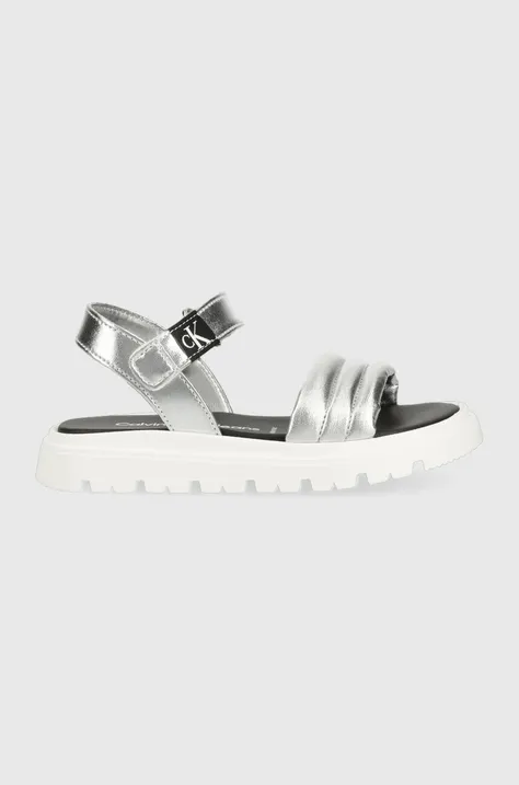 Dětské sandály Calvin Klein Jeans stříbrná barva