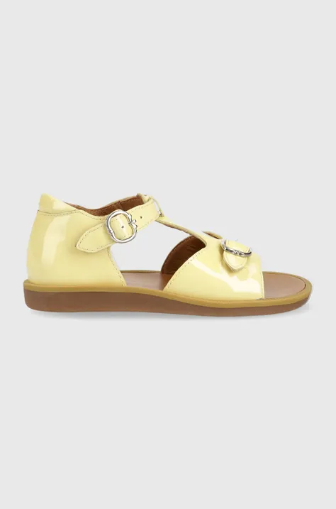Detské kožené sandále Pom D'api žltá farba