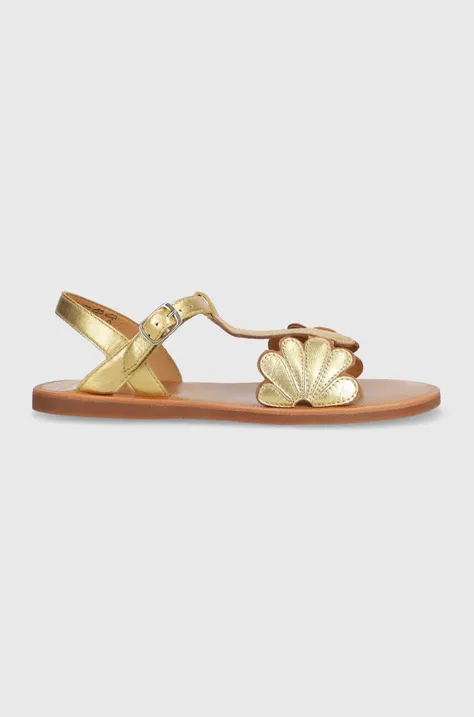 Kožne sandale Pom D'api boja: zlatna
