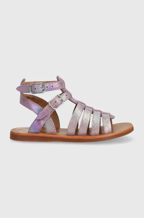 Pom D'api sandale din piele intoarsa pentru copii culoarea violet