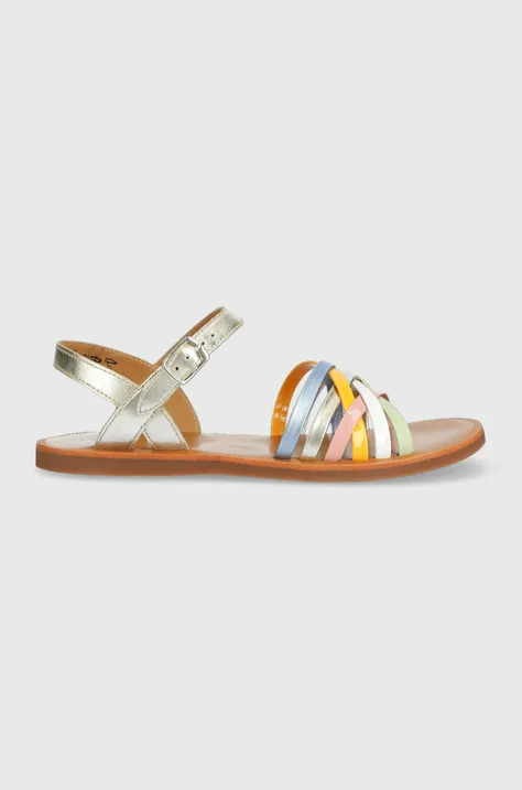 Detské kožené sandále Pom D'api strieborná farba