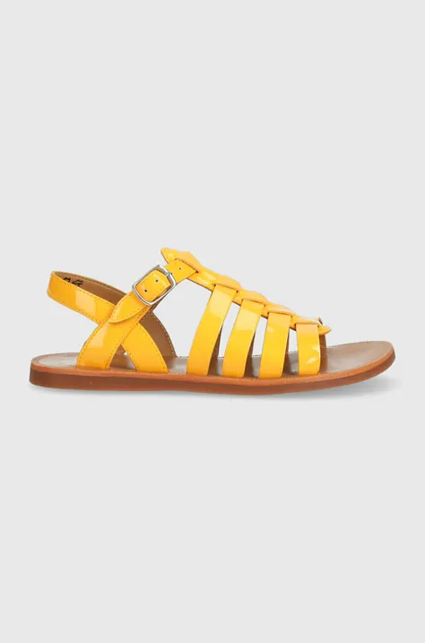 Pom D'api sandale din piele pentru copii culoarea portocaliu